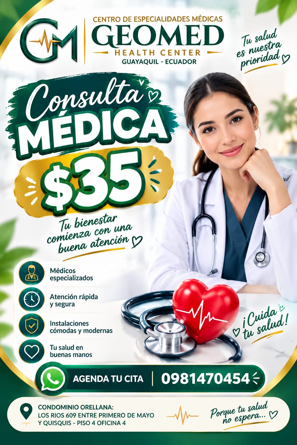 Flyer chequeo GEOMED promo $35
