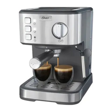 Cafetera Oster® Compacta Espresso Tubo de Vapor Acero Inoxidable