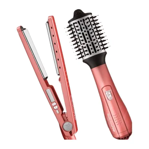 Combo Cepillo Secador 2.5" y Plancha Ionica 1¼" BaBylissPRO Rose Gold