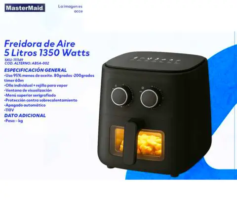 Freidora de Aire 5 Litros 1350 Watts