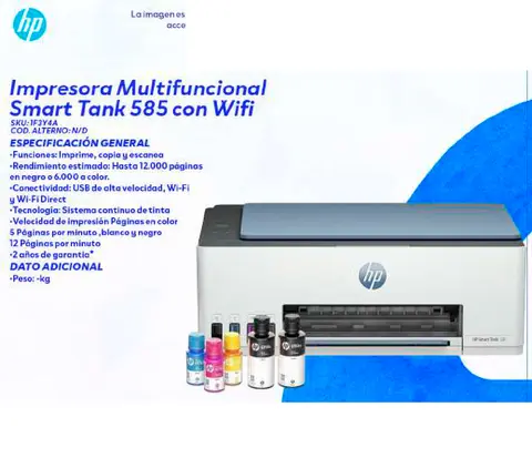 Impresora Multifuncional Smart Tank 585 con Wifi