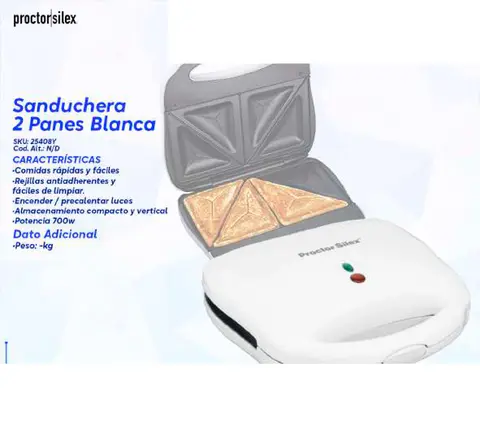 Sanduchera 2 Panes Blanca