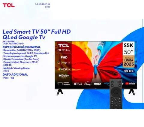 Led Smart TV 50" Full HD QLed Google Tv