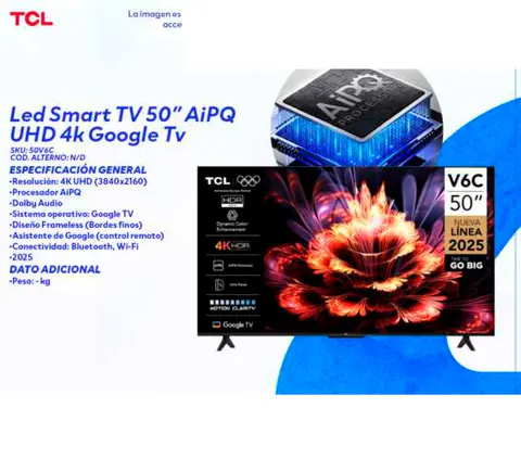 Led Smart TV 50" AiPQ UHD 4k Google Tv