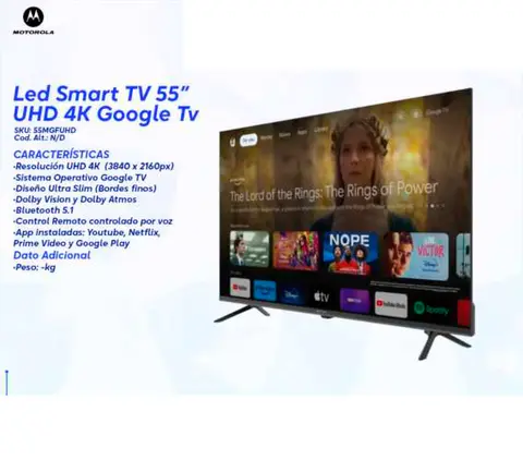 Led Smart TV 55" UHD 4K Google Tv (Motorola)