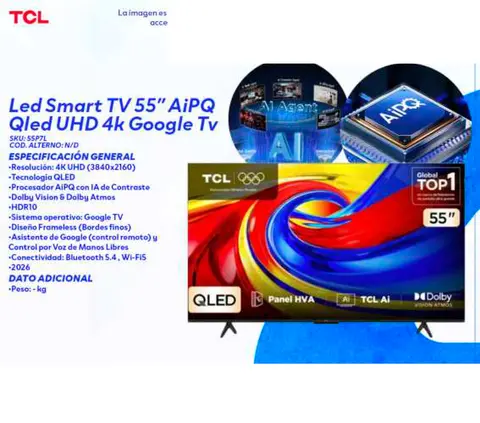 Led Smart TV 55" AiPQ Qled UHD 4k Google Tv