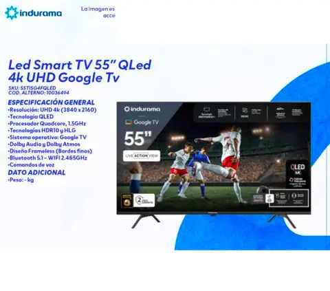 Led Smart TV 55" QLed 4k UHD Google Tv
