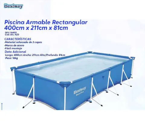 Piscina Armable Rectangular 400cm x 211cm x 81cm