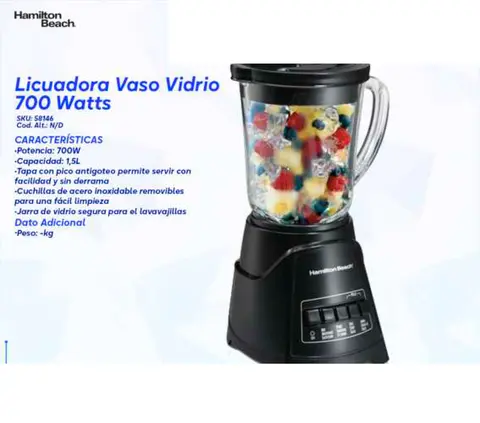 Licuadora Vaso Vidrio 700 Watts