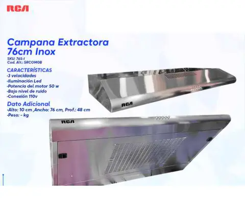 Campana Extractora 76cm Inox