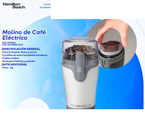 Molino de Café Eléctrico (Hamilton Beach)