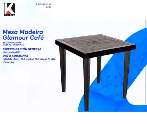 Mesa Madeira Glamour Café (Pica)