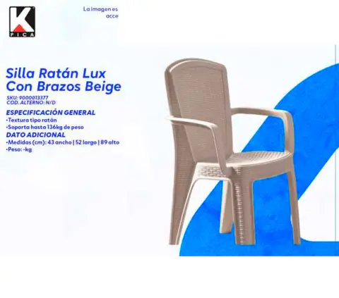 Silla Ratán Lux Con Brazos Beige