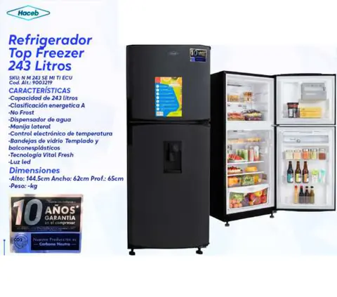 Refrigerador Top Freezer 243 Litros