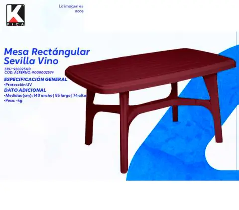 Mesa Rectangular Sevilla Vino