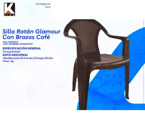 Silla Ratán Glamour Con Brazos Café