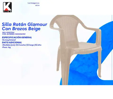 Silla Ratán Glamour Con Brazos Beige