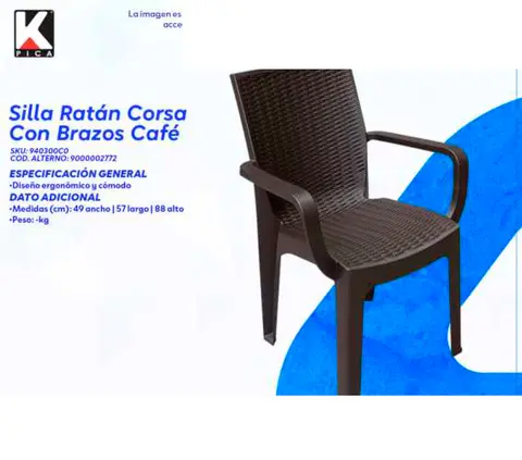 Silla Ratán Corsa Con Brazos Café (Pica)