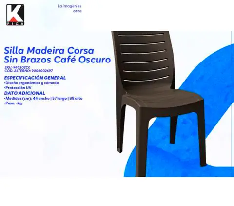 Silla Madera Corsa Sin Brazos Café Oscuro
