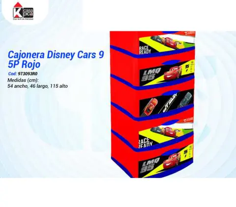 Cajonera Disney Cars 9 5P Rojo