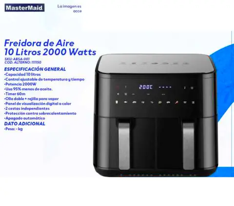 Freidora de Aire 10 Litros 2000 Watts