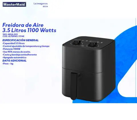 Freidora de Aire 3.5 Litros 1100 Watts