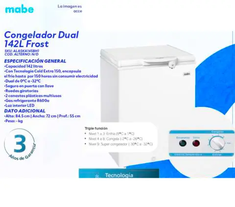 Congelador Dual 142L Frost