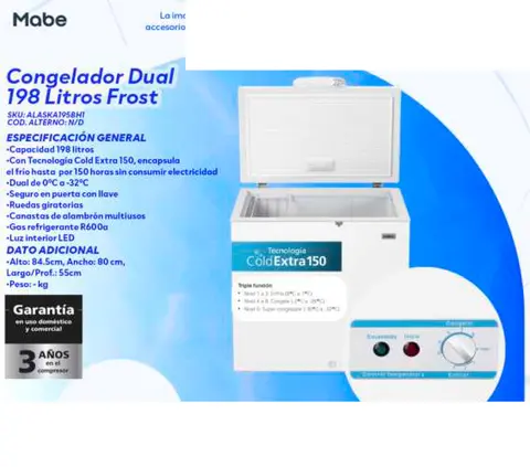 Congelador Dual 198 Litros Frost