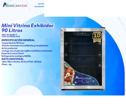 Mini Vitrina Exhibidor 90 Litros