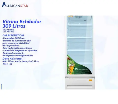 Vitrina Exhibidor 309 Litros