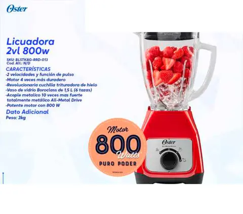 Licuadora 2vl 800w (Oster)