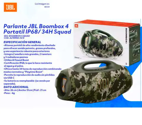 Parlante JBL Boombox 4 Portatil IP68/34H Squad