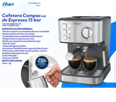 Cafetera Compacta de Espresso 15 bar