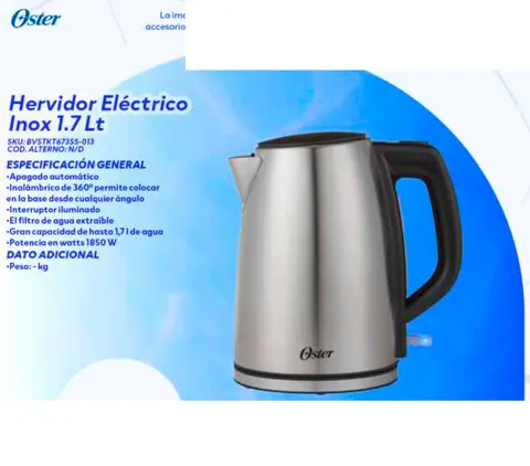 Hervidor Eléctrico Inox 1.7 Lt