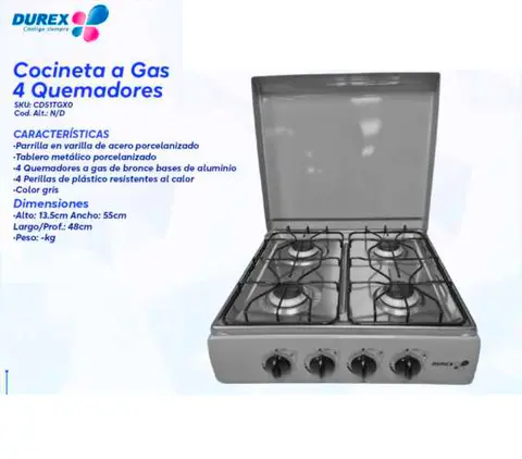 Cocineta a Gas 4 Quemadores
