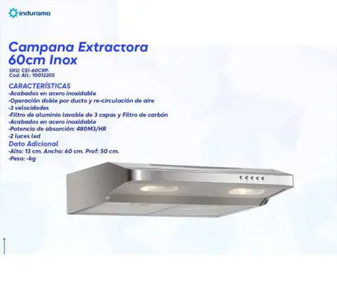 Campana Extractora 60cm Inox