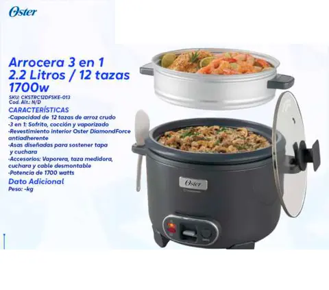 Arrocera 3 en 1 2.2 Litros / 12 tazas
