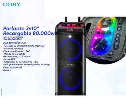 Parlante 2x10" Recargable