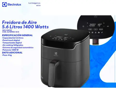 Freidora de Aire 5.6 Litros 1400 Watts
