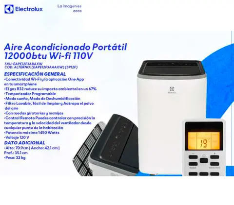 Aire Acondicionado Portátil 12000btu Wi-fi 110V