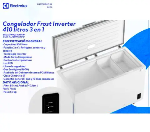 Congelador Frost Inverter 410 litros 3 en 1