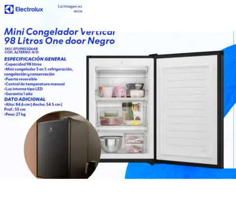 Mini Congelador Vertical 98 Litros One door Negro