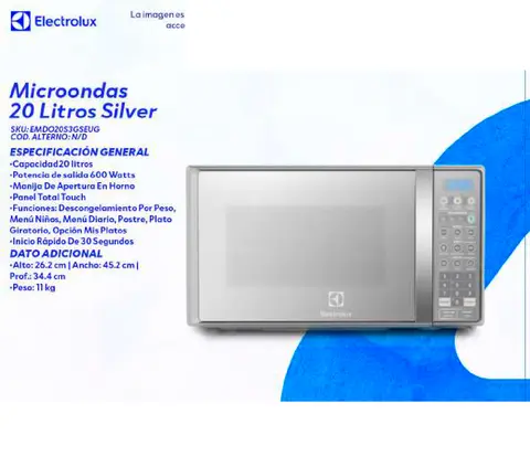 Microondas 20 Litros Silver