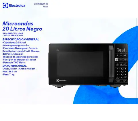 Microondas 20 Litros Negro