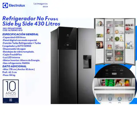 Refrigerador No Frost Side by Side 430 Litros (Electrolux)