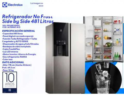Refrigerador No Frost Side by Side 481 Litros