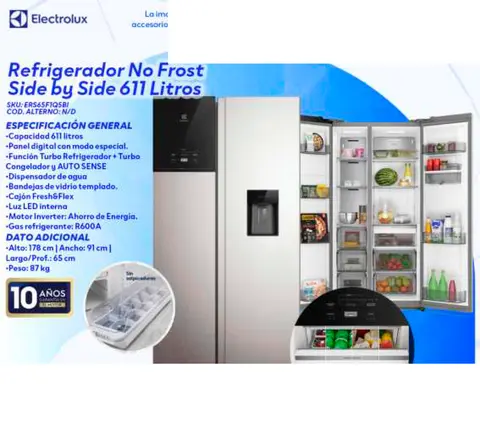 Refrigerador No Frost Side by Side 611 Litros (Electrolux ERS65FIQSBI)