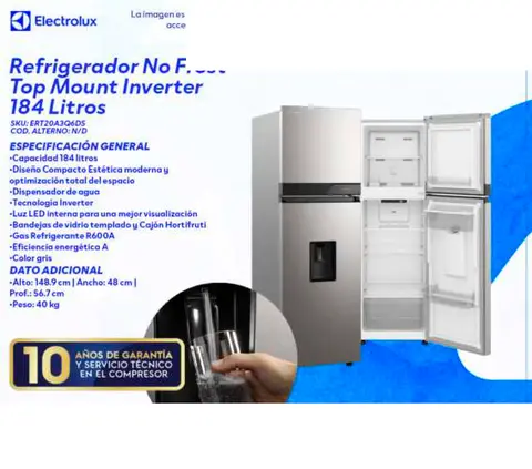 Refrigerador No Frost Top Mount Inverter 184 Litros