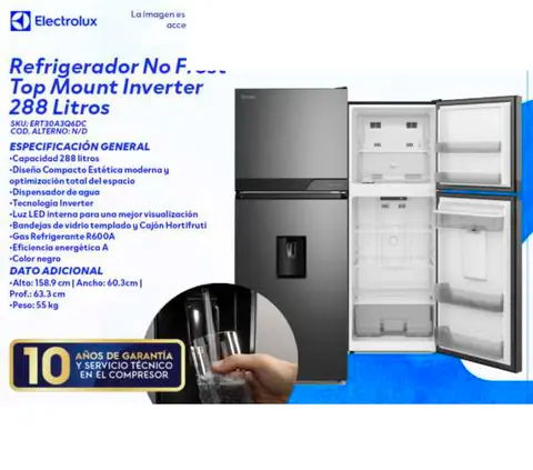Refrigerador No Frost Top Mount Inverter 288 Litros (Electrolux)