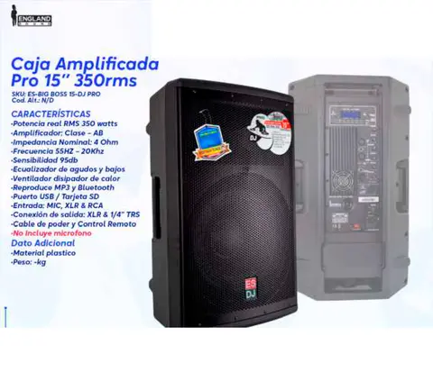 Caja Amplificada Pro 15" 350rms